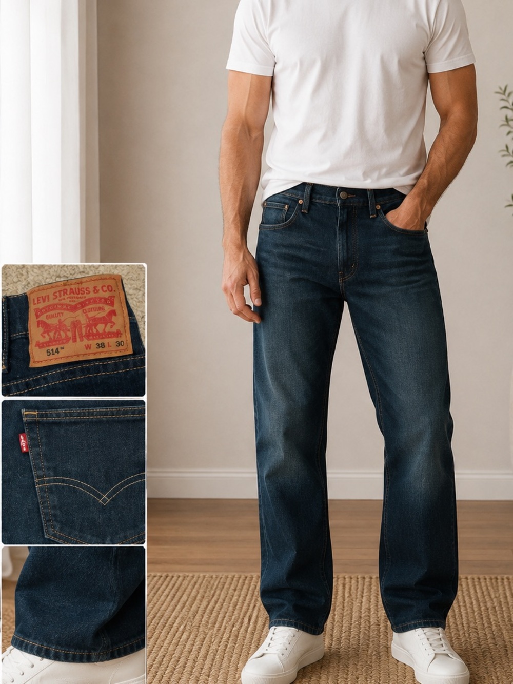 Levi's 514 Straight Fit Men's Jeans Dark Wash Size 38x30